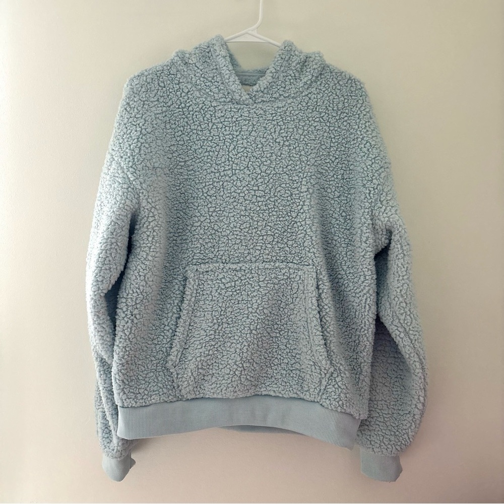 oversized american eagle light blue hooded fleece